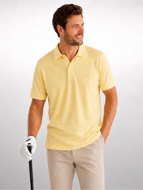 Men’s bollé Golf Polo Shirt Yellow Mercerized Cotton Short Sleeve Country Club